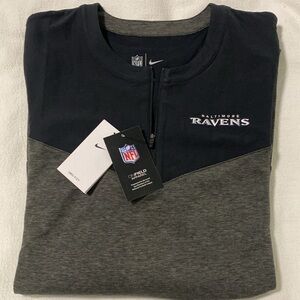 NWT Nike Dri-Fit Baltimore Ravens ONField Apparel Quarter Zip LS Shirt XL
